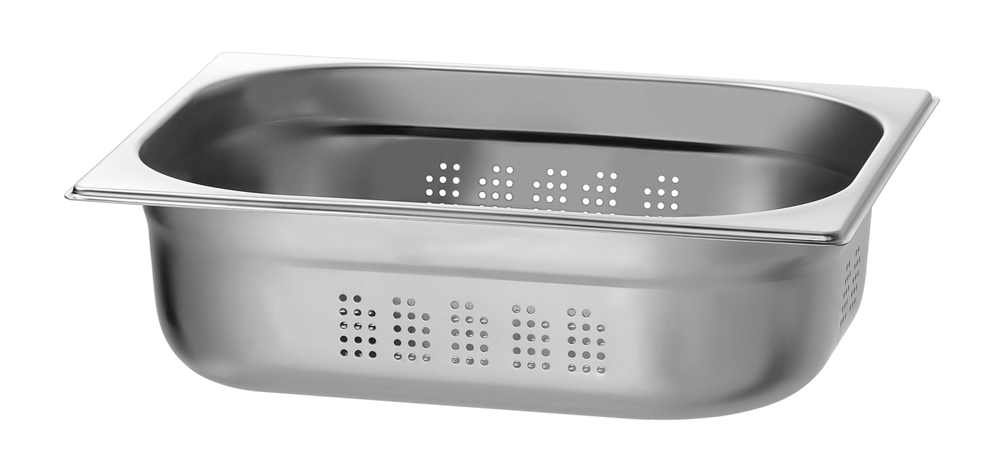 Bartscher GN-Behälter, 1/2, T100, gelocht |Ausführung: Mit Perforation (gelocht) | Maße:32,5 x 26,5 x 10,0 cm. Gewicht: 0,7 kg