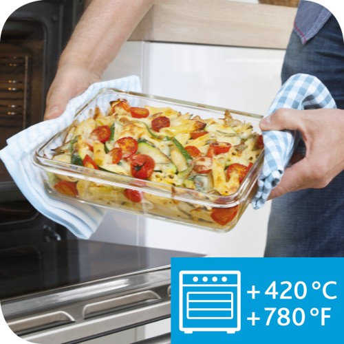 EMSA CLIP & CLOSE GLAS 0,18L aus Glas Aufbewahrungsbehälter, Glasbehälter, Stapelkante, Backofen-geeignet bis zu 420°C*,