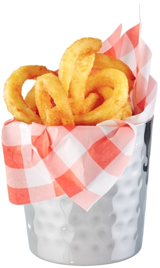 Servier-Eimer / -Becher Ø 8,5 cm, H: 8,5 cm Edelstahl,0,35 Liter gehämmerte Oberfäche -SNACKHOLDER- spülmaschinengeeignet