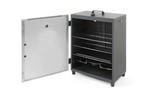 Räucherofen, elektrisch. Inklusive 3 Gitter (400x279mm), 3 Fleischhaken.