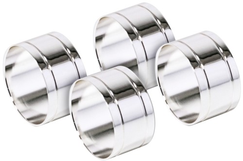 Serviettenringe, rund  Set à 4 Stück, aus versilbertem Messing, Silberschicht 0,5 µ, anlaufgeschützt, nicht spülmaschinengeeignet