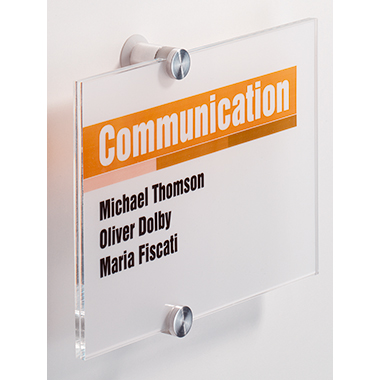 DURABLE Türschild CRYSTAL SIGN 210 x 148 mm (B x H) Beschriftungsschild auswechselbar Acryl/Glas transparent