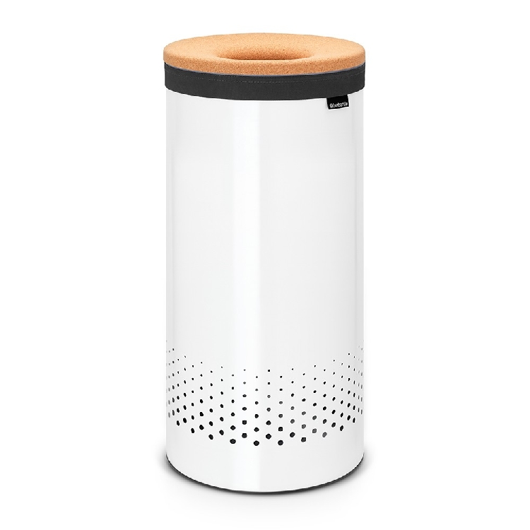 Brabantia Wäschebox mit Korkdeckel, Korpus weiss, Inhalt: 35 l, Durchmesser: 30 cm, Höhe: 66,5 cm