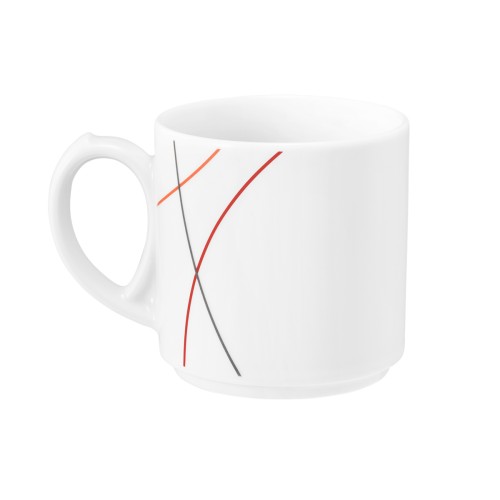 Seltmann Becher mit Henkel 0,28 l, rund, Form: Community, Dekor: 57402 Red Line, hohe Kantenschlagfestigkeit, Made in Germany