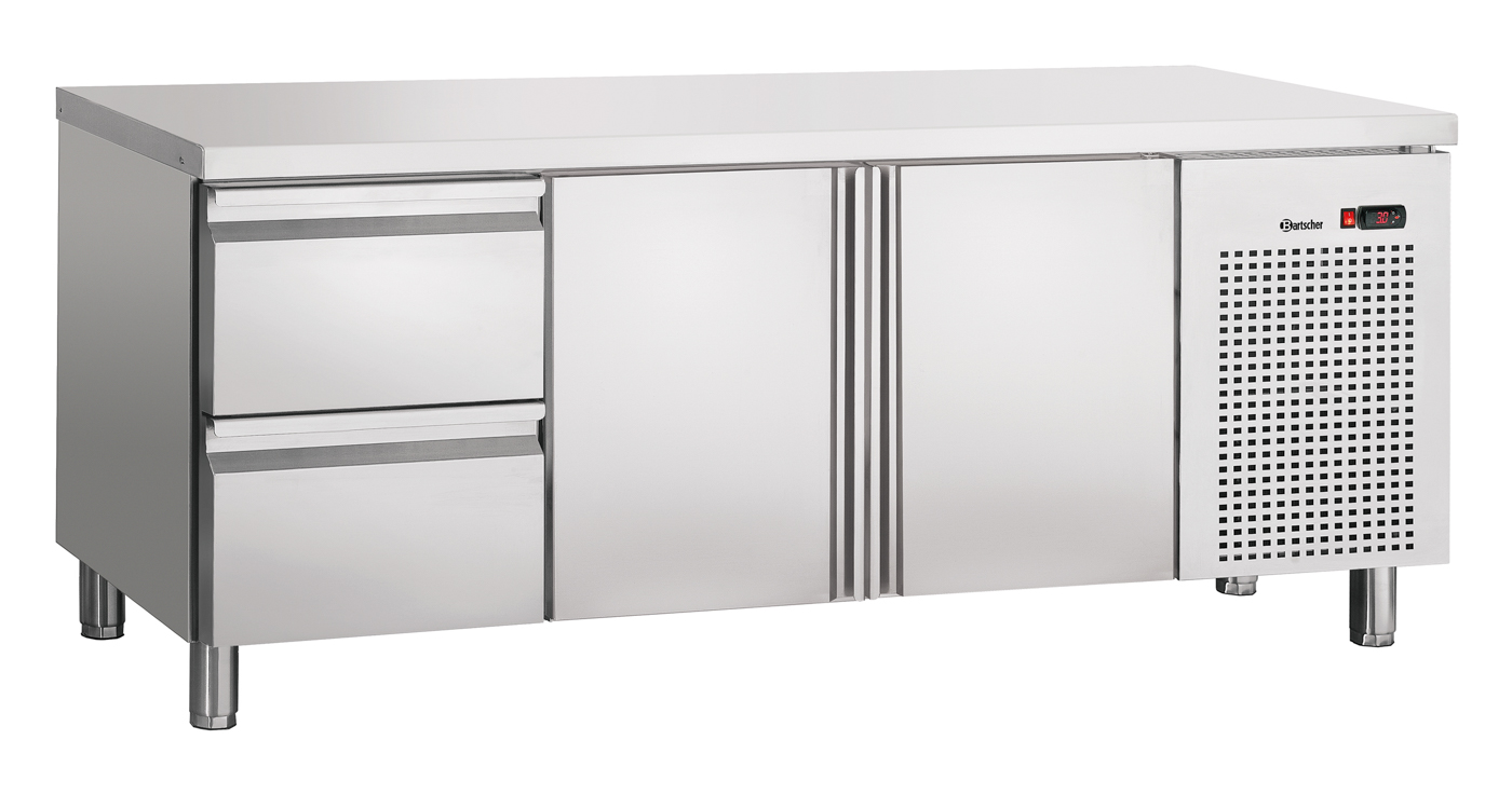 Bartscher Kühltisch S2T2-150 | Höhe Schrank: 554 mm | Maße: 179,2 x 70 x 850 cm. Gewicht: 123 kg