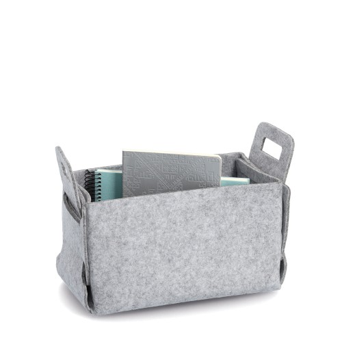 Aufbewahrungskorb, Filz, grau. Länge: 290 mm. Breite: 160 mm. Höhe: 180 mm