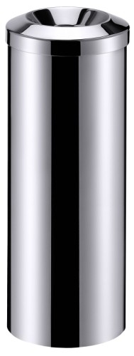 Papierkorb aus Edelstahl, hochglänzend poliert, mit verzinktem Innenbehälter Höhe: 68 cm, Durchmesser: 25 cm, Lochdurchmesser: 10 cm