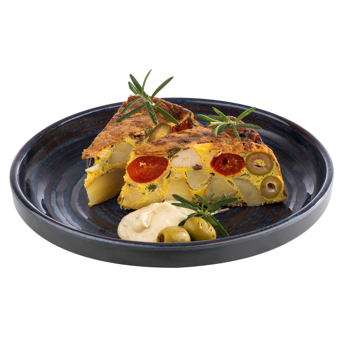 Teller -LOOPS-, Ø 23 cm, H: 3,5 cm, Melamin, innen: Dekor, dunkelblau, außen: dunkelgrau