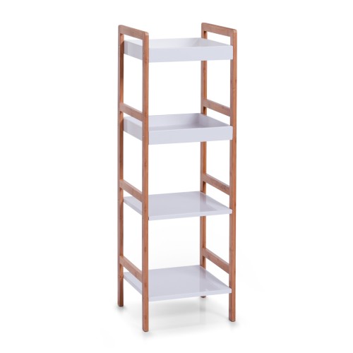 Zeller Standregal m. 4 Böden, weiß, Bamboo/MDF