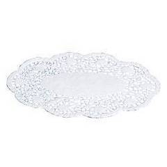 Tablettdeckchen oval, Dekor Rose, 18x26 cm, weiß, Paket à 250 Stück, 1-lagiges Papier, Rand gestanzt