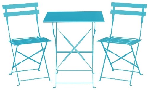 Bolero azurblauer Terassentisch aus Stahl viereckig