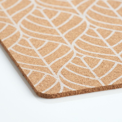 Platzset "Graphic Leave", Kork, weiß. Länge: 400 mm. Breite: 300 mm. Höhe: 5 mm