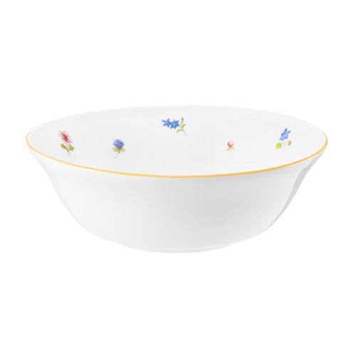 Seltmann Schüssel rund 18 cm, rund, Form: Community, Dekor: 57387 Streublume gelbe Linie, hohe Kantenschlagfestigkeit, Made in Germany