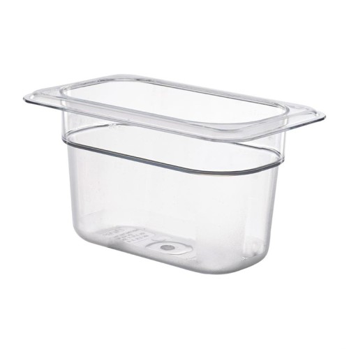 Cambro Polycarbonat GN 1/9 Behälter 100mm. Ermöglicht das Lagern, Transportieren und Servieren aus einem Behälter. GN