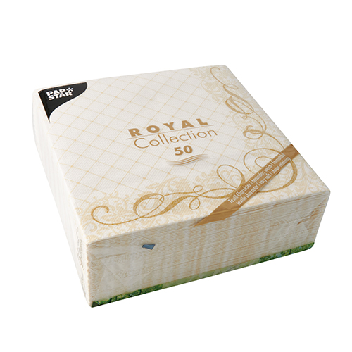 50 Servietten "ROYAL Collection" 1/4-Falz 40 cm x 40 cm gold "Megan" von PAPSTAR