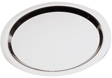Tablett -FINESSE- Ø 35 cm 18/0 Edelstahl rund, glatter Rand spülmaschinengeeignet stapelbar