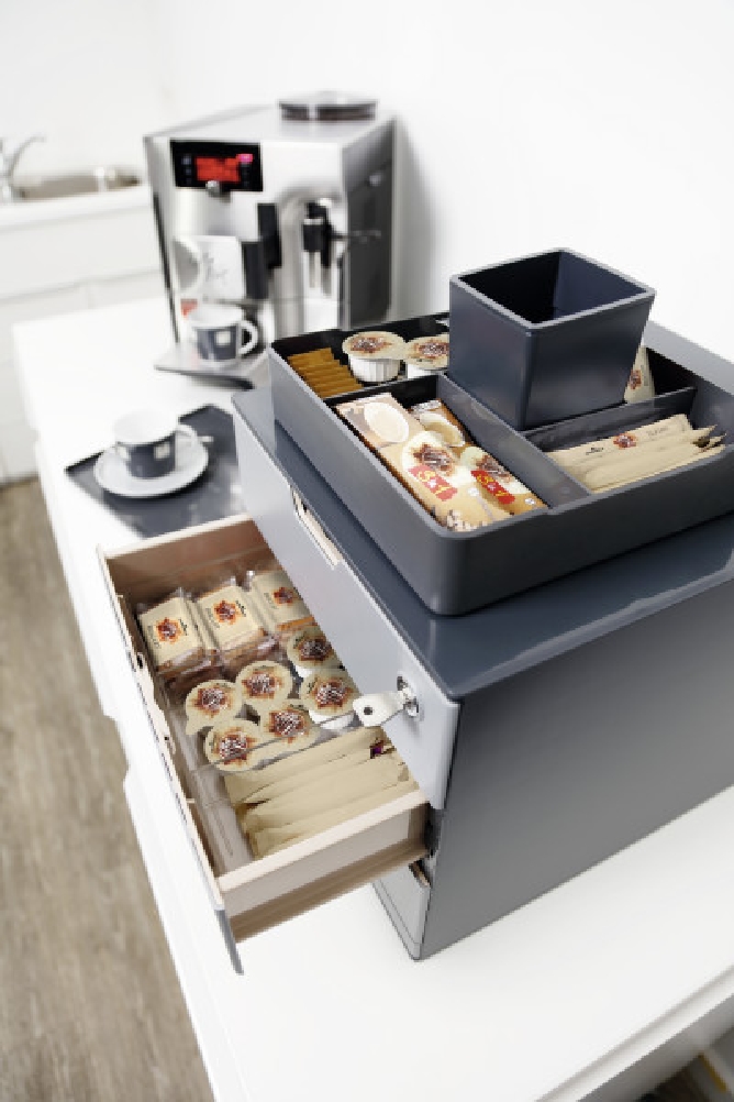 COFFEEPOINT STARTERSET von Durable, 3-teilig. Clevere Schubladenbox für Verpflegungs-Zubehör mit Servierschalen "CASE" und "CADDY".