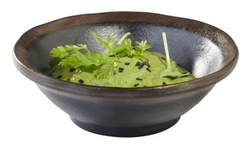 Schale -MARONE- Ø 11 cm, H: 3,5 cm Melamin, schwarz mit braunem Rand 0,13 Liter spülmaschinengeeignet stapelbar nicht