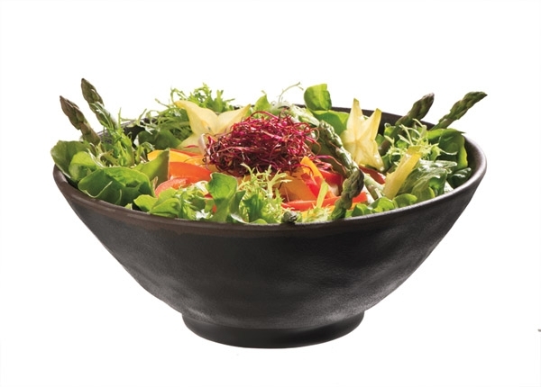 Schale -MARONE- Ø 14 cm, H: 6 cm, 0,3 Liter Melamin, schwarz mit braunem Rand spülmaschinengeeignet stapelbar nicht