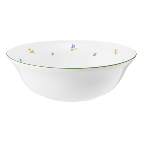 Seltmann Schüssel rund 24 cm, rund, Form: Community, Dekor: 57389 Streublume grüne Linie, hohe Kantenschlagfestigkeit, Made in Germany