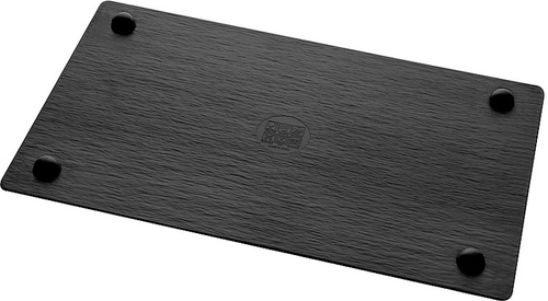 GN 1/4 Tablett -SLATE- 26,5 x 16,2 cm, H: 1 cm Melamin, schwarz, Schieferlook mit Antirutsch-Füßchen spülmaschinengeeignet