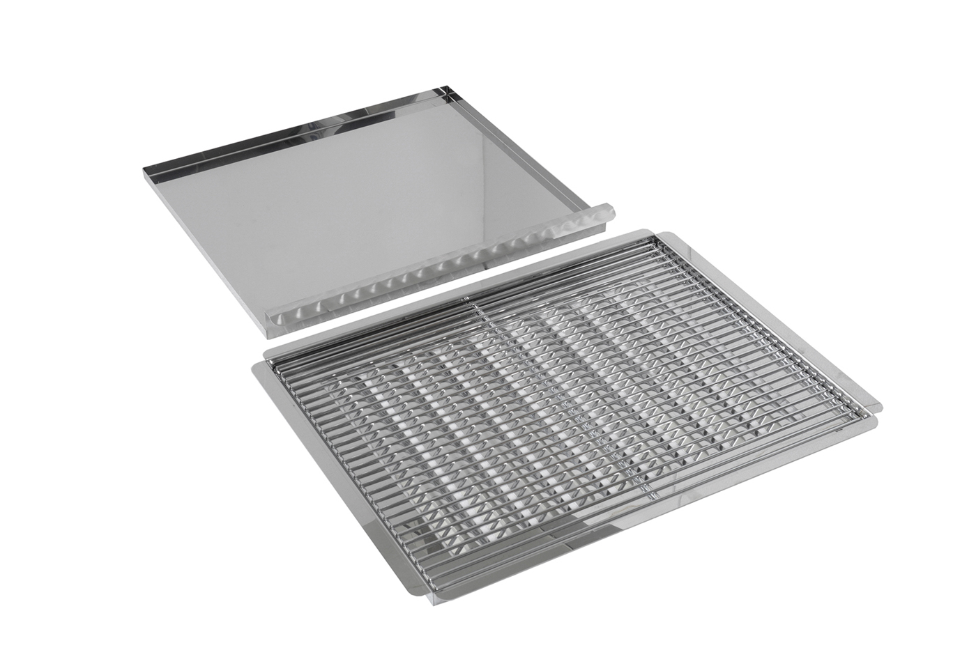 Bartscher Grillrost-Set TB1100 | Set bestehendaus: 1 Grillrost, Stahl, verchromt ,1Flammenabdeckung | Maße: 65,5 x 52,5 x 5,5 cm.