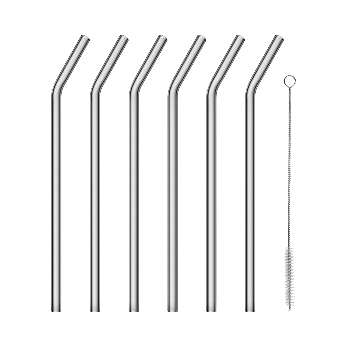 Set 6 Glastrinkhalme -SALA- Smoke, gebogen, Ø 0,8 mm. Material: Glas farbig. Von Blomus.