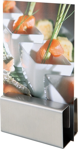 Kartenhalter, 2er Set 8,5 x 4 cm, H: 4 / 8,5 cm Edelstahl, matt poliert senkrecht und waagerecht verwendbar