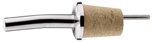 Flaschenausgießer ohne Kläppchen aus Edelstahl 18/10, hochglänzend, mit Naturkork-Pfropfen geeignet für alle