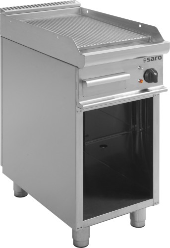 SARO Elektro-Griddleplatte offenem Unterbau Modell E7/KTE1BAR Made in Europe ´- Material: Edelstahl - Bratplatte gerillt - Edelstahl