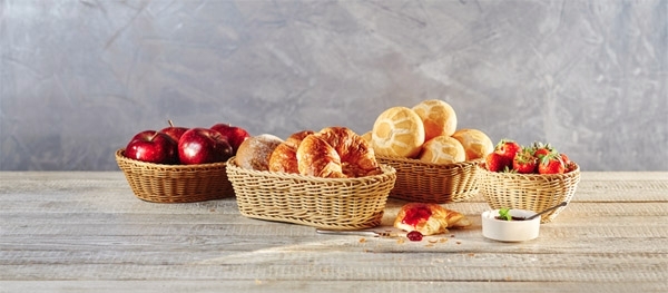 Korb, oval 25 x 19 cm, H: 6,5 cm Polypropylen, beige -PROFI LINE- spülmaschinengeeignet bruchsicher stapelbar