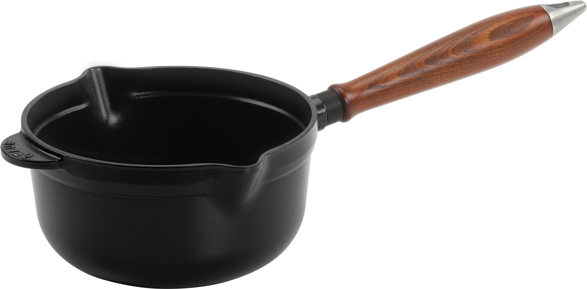 Stieltopf mit Holzgriff, 18 cm, rund, Gusseisen, Schwarz, Serie: Specialities. Marke: Staub