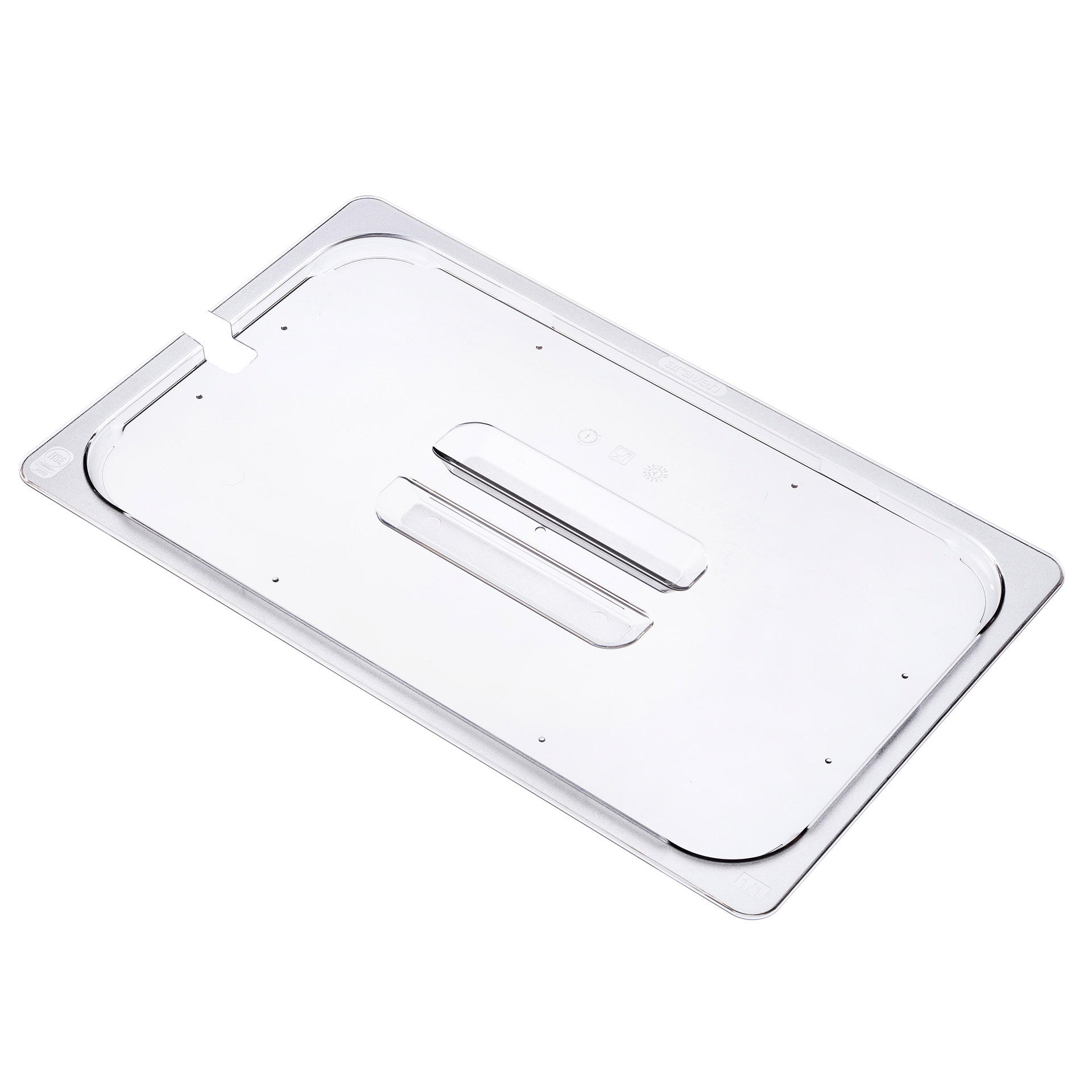 ARAVEN GN 1/1 Deckel aus Polycarbonat mit Aussparung der universell einsetzbar ist, durchsichtig