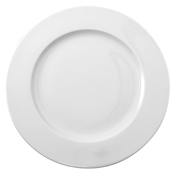 Teller flach 31 cm - Form: Primavera - weiss -, aus Porzellan. Hersteller: Eschenbach. "Made in, Germany".