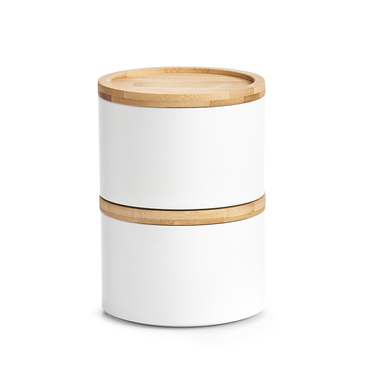 Vorratsdose, Metall; Bamboo, Ø13x9,7 cm. Farbe: weiß Mit dieser Vorratsdose im skandinavischen Design bringen Sie schnell Ordnung in Ihre Küche.