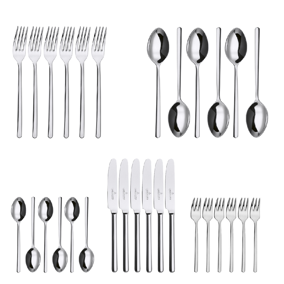 30-teiliges Besteck Sparset VENTURA Edelstahl 18/10, poliert, Messer aus Klingenstahl.