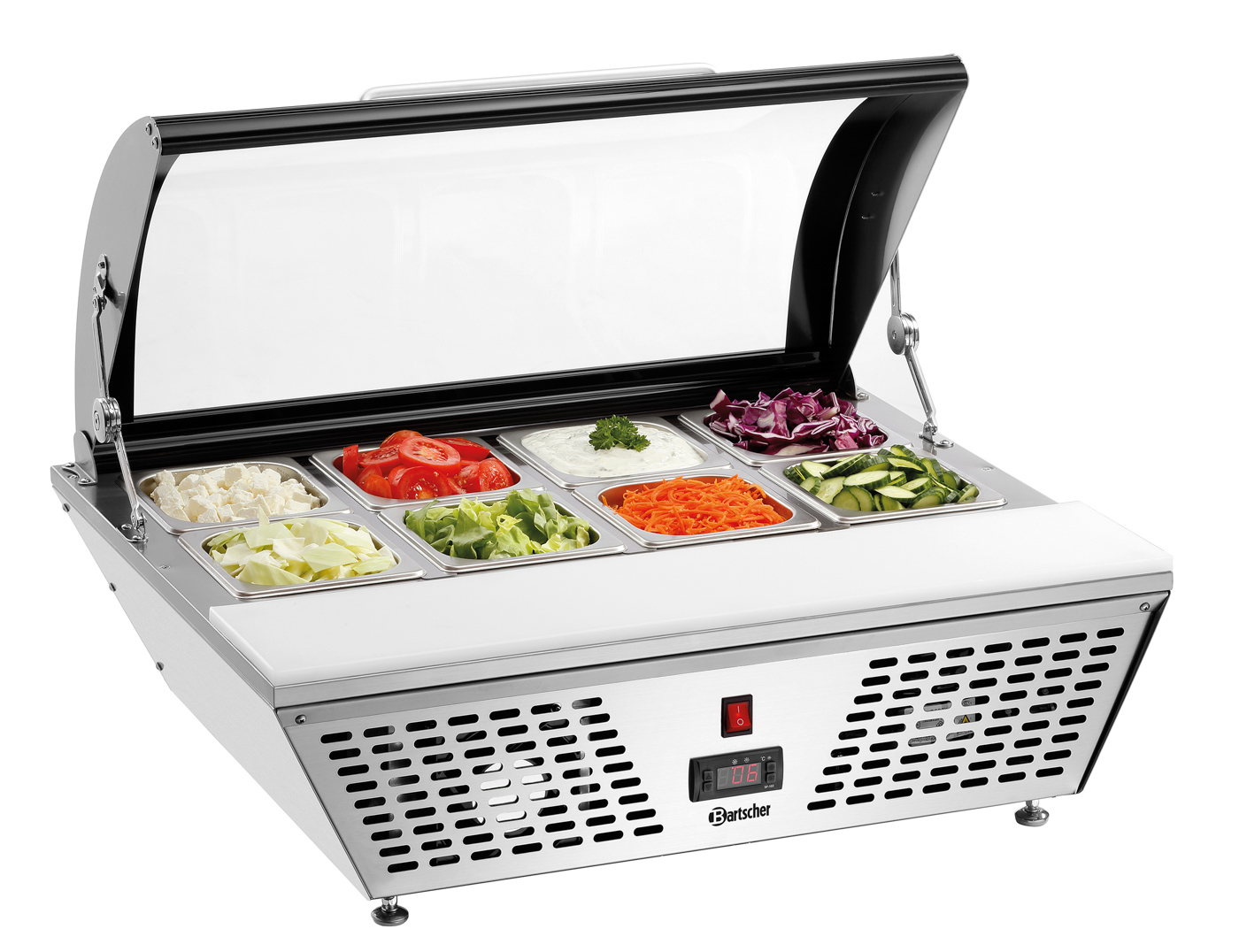 Bartscher Kühlvitrine 67L | Art der Verglasung: Doppel-Verglasung | Maße: 76,5 x 61 x 330 cm. Gewicht: 25,7 kg