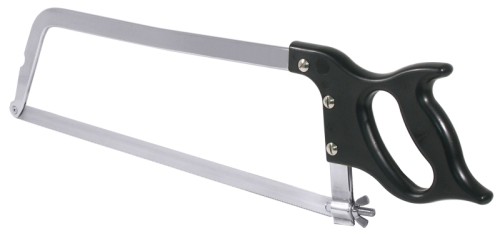 Knochen-/Fleischersäge aus Klingenstahl, hochglänzend, mit schwarzem ABS-Griff, schwere Qualität Länge: 62 cm, Klingenbreite: 2 cm,