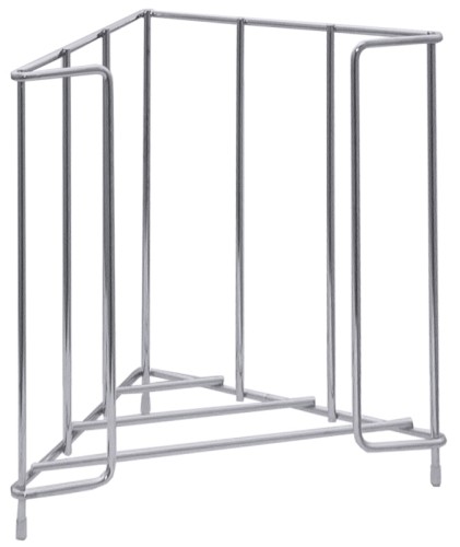 Serviettenhalter dreieckig, aus zweifach verchromtem 5 mm starkem Draht, hochglänzend, auf Kunststofffüßchen, für Serviettengröße 33 x 33 cm