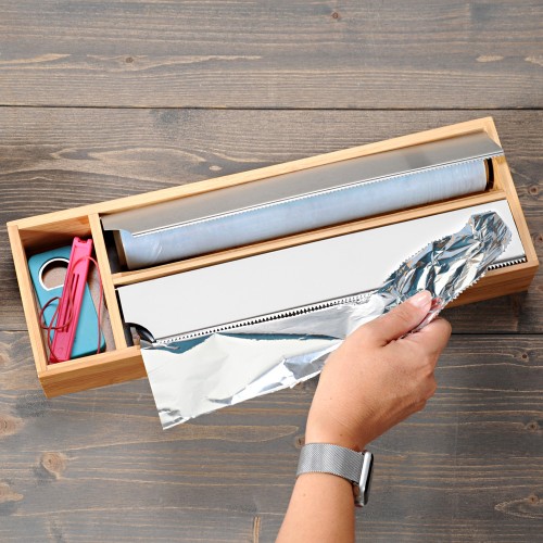 Kesper Folienspender für die Schublade, 3 Fächer, Bambus FSC