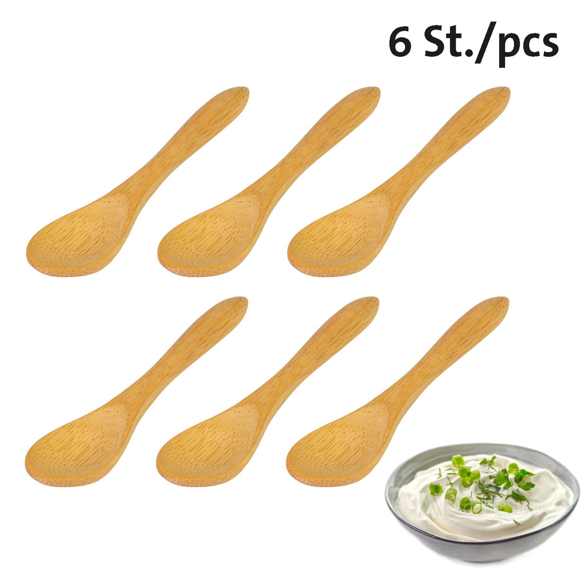 6 Bambus-Löffel »Tapas + Friends«, ca. 9,5 cm