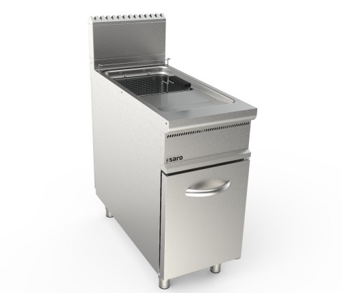 SARO Gasfritteuse 22 L Modell LQ / FLG1V22 Made in Europe - robustes rostfreies Edelstahl AISI304 - 22 Liter Becken - 1 Fritteusenkorb im