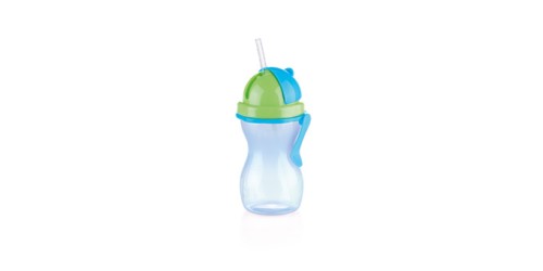 Kindertrinkflasche mit Trinkhalm BAMBINI 300 ml, grün, blau