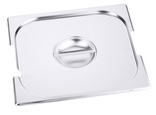 GN-Deckel für Serie 7200 mit Aussparung für Löffel und Griffe, aus Edelstahl 18/10, seidenmatt poliert, mit Griffmulde GN: 2/3