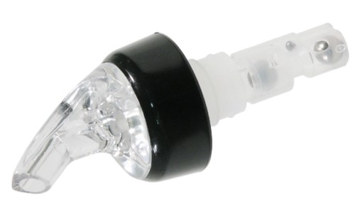 Kugelmaßausgießer , klar aus Polystyrol, dosierbar durch Kugelventil, für 0,75 l bzw. 1 l -Flaschen, nicht geeignet für Anisschnaps