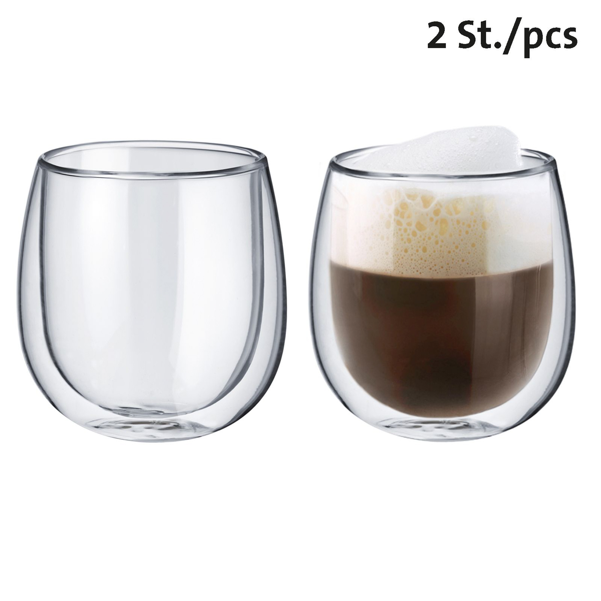 2 Doppelwandige Thermogläser, 250 ml