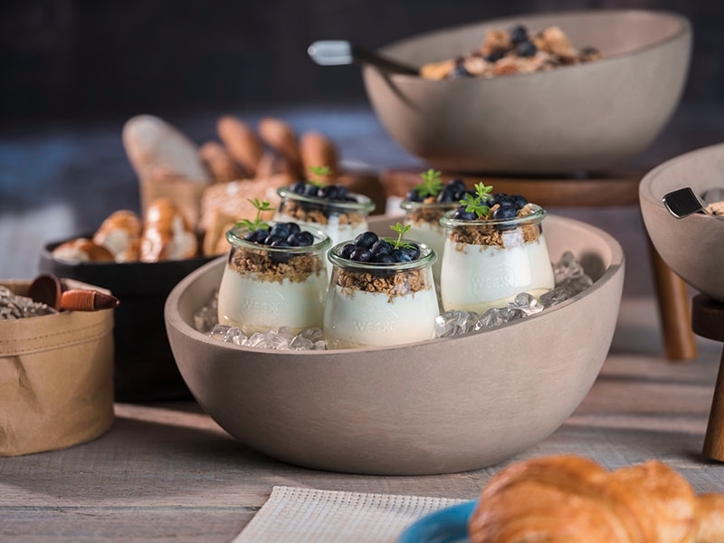 APS Schale SIERRA, Beton, Inhalt: 1,7 Liter, Durchmesser: 260 mm, Höhe: 75 mm, mit möbelschonender Unterseite