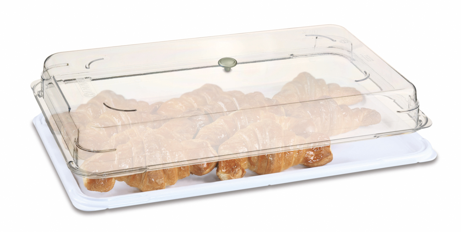 ARAVEN GN 1/1 Tablett 82mm Höhe mit Deckel und 2+9 Liter Füllvermögen zur Präsentation von Speisen