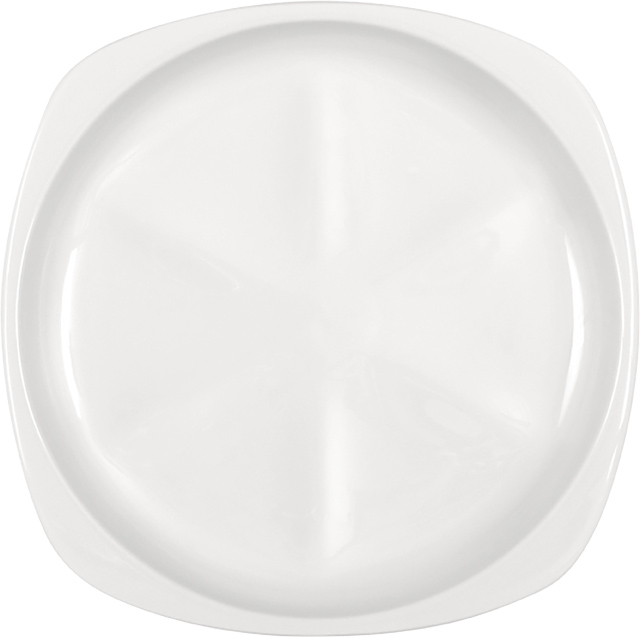 Bauscher Teller aus der Kollektion quadro, flach, eckig, sternförmiger Spiegel, 23 cm, aus Porzellan