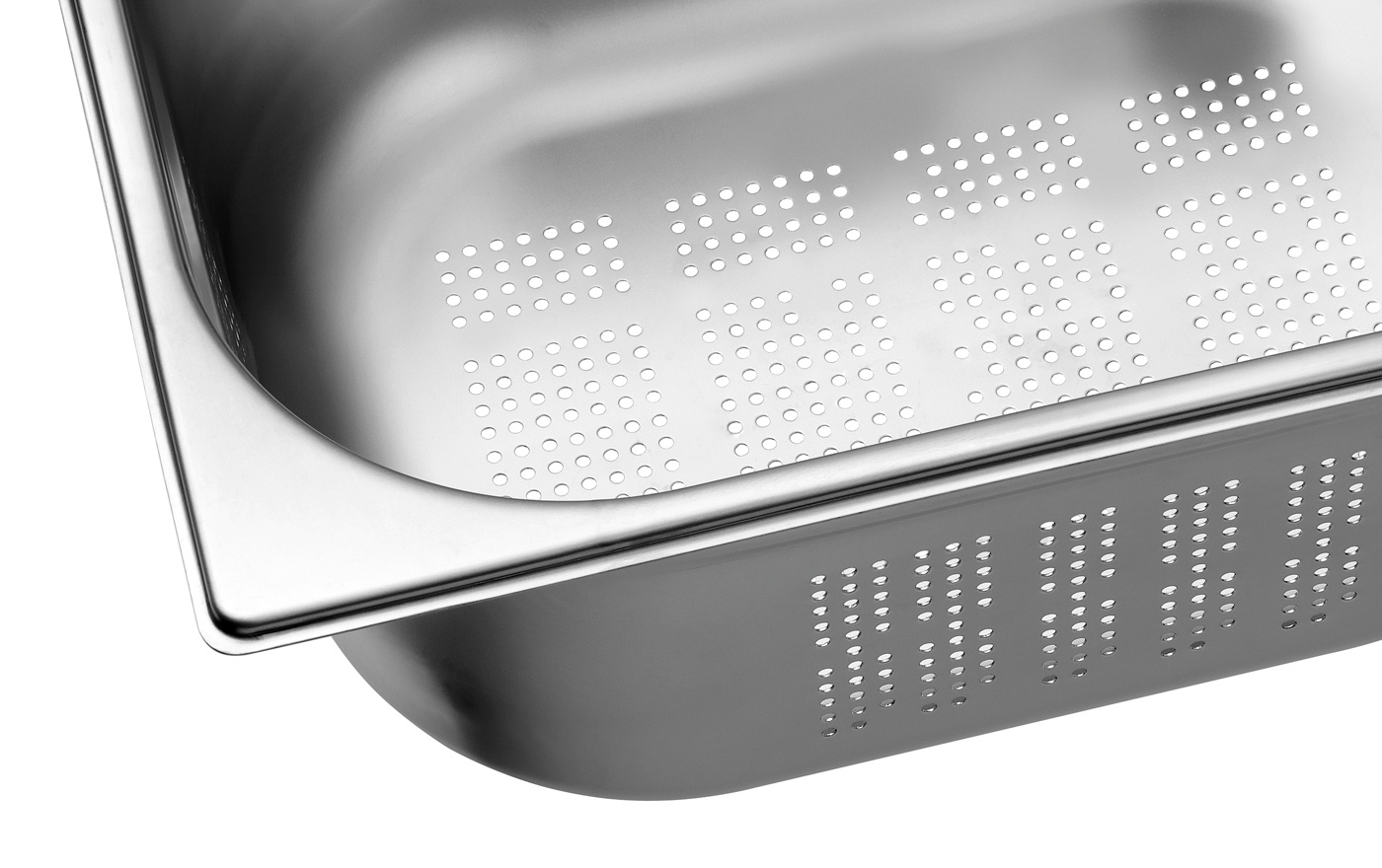 Bartscher GN-Behälter, 1/2, T150, gelocht |Ausführung: Mit Perforation (gelocht) | Maße:32,5 x 26,5 x 15,0 cm. Gewicht: 0,95 kg